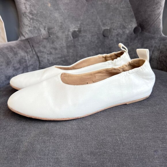 Eileen Fisher Naomi Nappa Leather Ballet Flat – Women’s Size 9 White - Picture 1 of 8